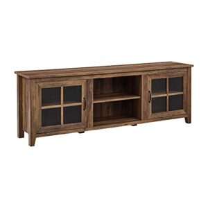 Walker Edison Portsmouth Classic 2 Glass Door TV Stand for TVs up to 80 Inches, 70 Inch, Rustic Oak