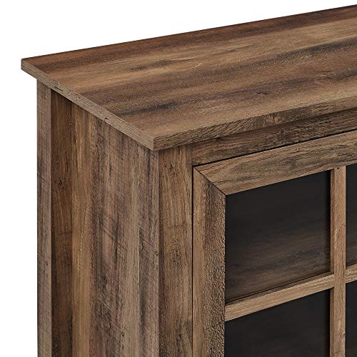 Walker Edison Portsmouth Classic 2 Glass Door TV Stand for TVs up to 80 Inches, 70 Inch, Rustic Oak