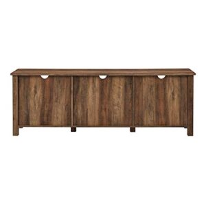 Walker Edison Portsmouth Classic 2 Glass Door TV Stand for TVs up to 80 Inches, 70 Inch, Rustic Oak