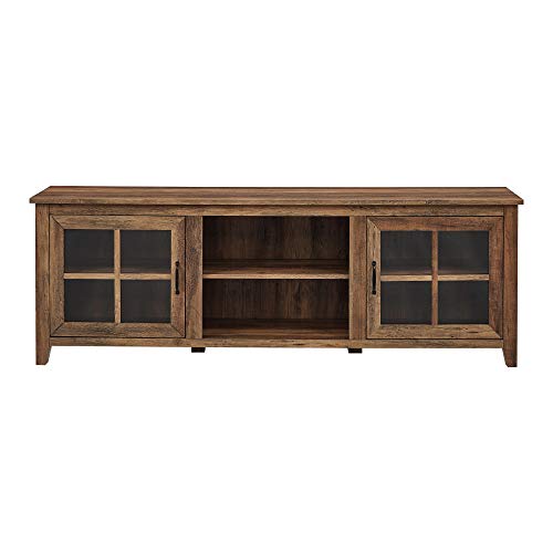 Walker Edison Portsmouth Classic 2 Glass Door TV Stand for TVs up to 80 Inches, 70 Inch, Rustic Oak