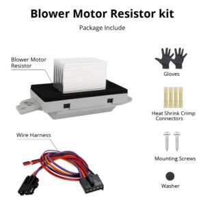 WMPHE Compatible with AC Blower Motor Resistor Buick Rainier Cadillac Chevrolet GMC HVAC AC Blower Motor Resistor kit With harness Replace OEM 15-81773, 89018778, 89019351