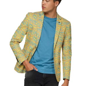 OppoSuits Men's Tall Size Retro-80 Electric Yellow, 80's Animal, 42