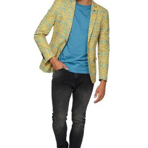 OppoSuits Men's Tall Size Retro-80 Electric Yellow, 80's Animal, 42