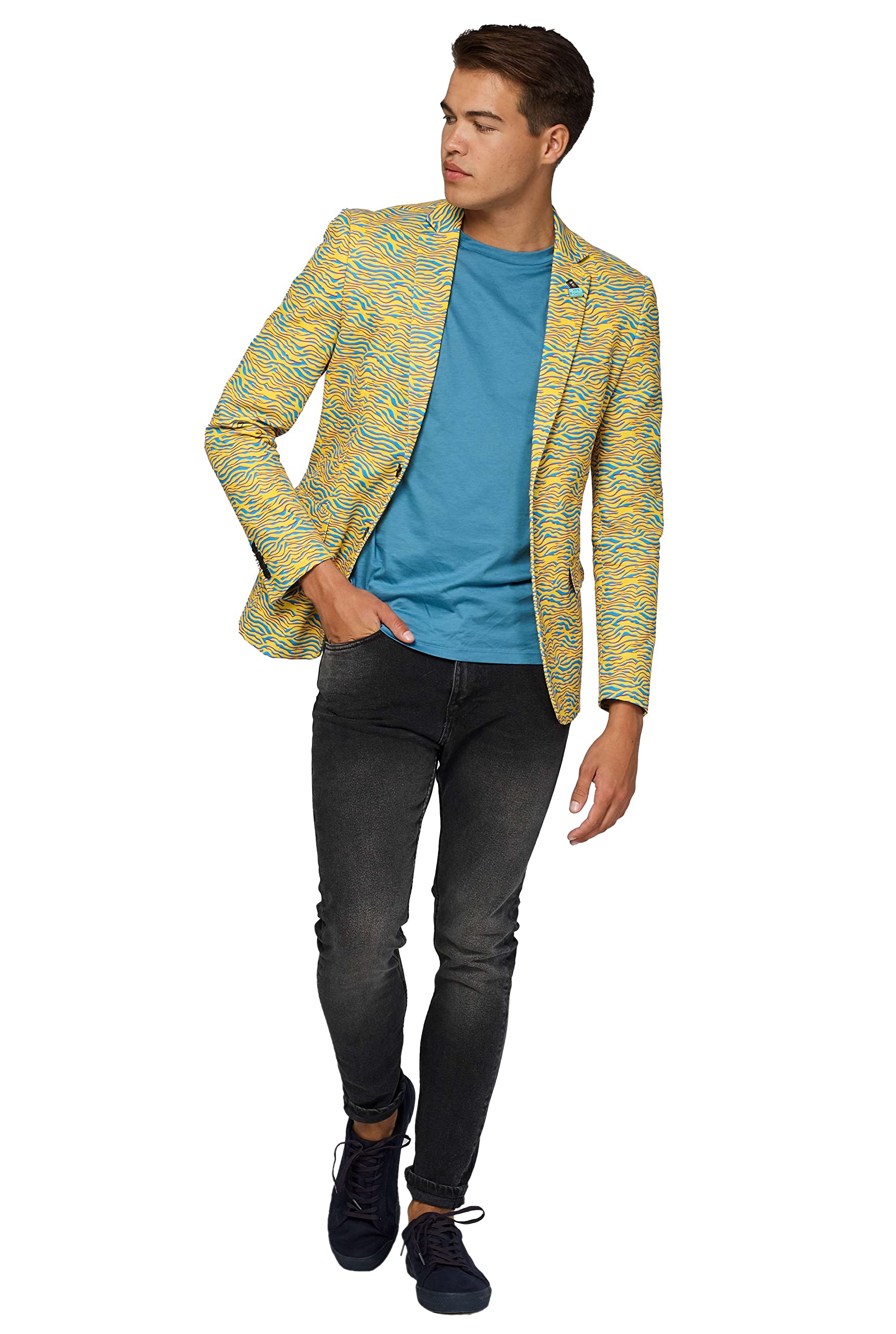 OppoSuits Men's Tall Size Retro-80 Electric Yellow, 80's Animal, 42