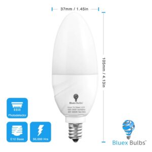 6 Pack BlueX Dusk to Dawn LED Bulbs, 6W E12 Base Light Bulb - 65W Equivalent – 5000K Daylight White - Smart Light Sensor Candelabra Bulb, Home Security Driveway, Yard, Porch Lighting