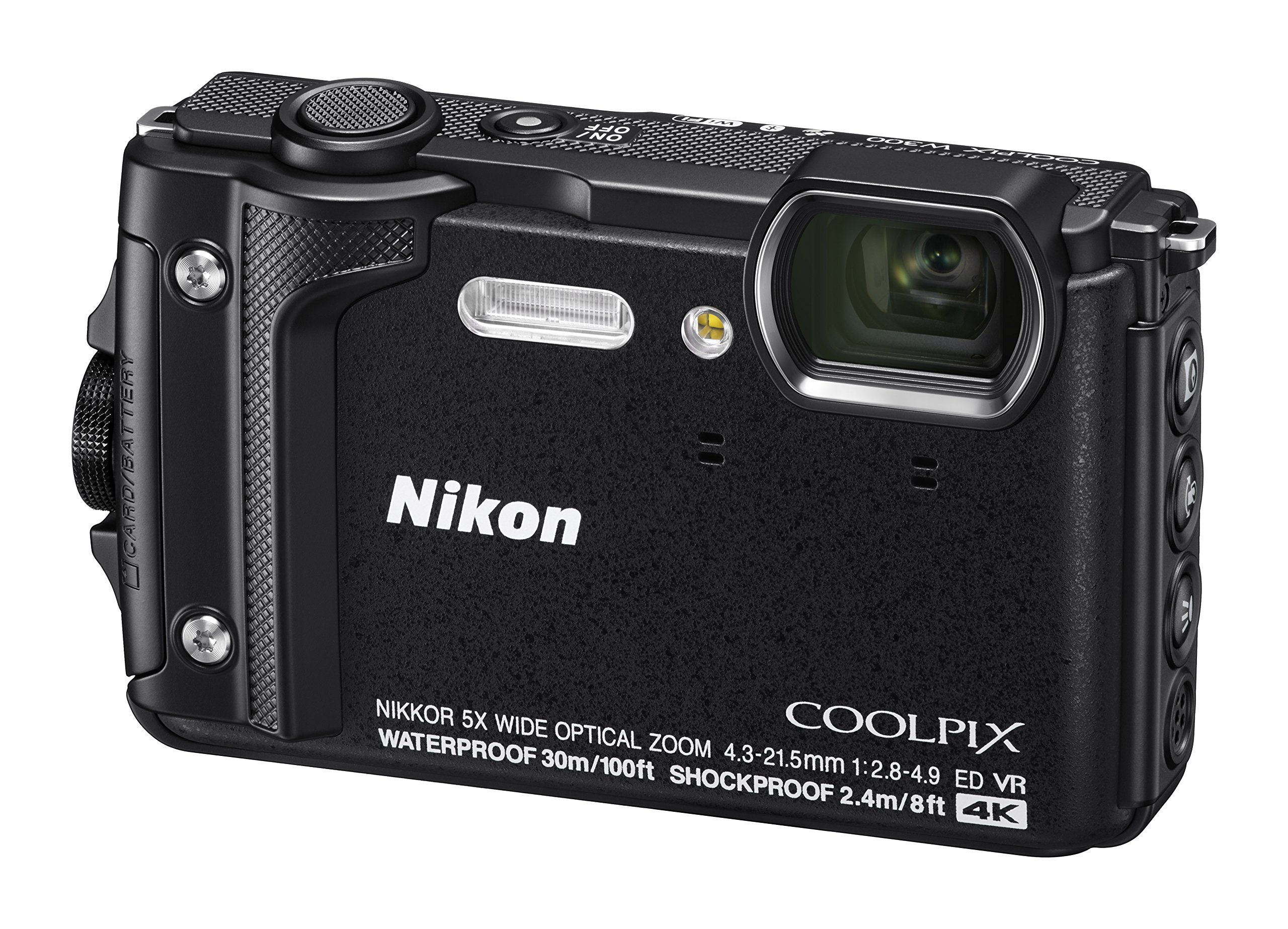 Nikon W300 Waterproof Underwater Digital Camera with TFT LCD, 3in, Black (26523) (Renewed)