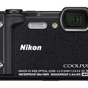 Nikon W300 Waterproof Underwater Digital Camera with TFT LCD, 3in, Black (26523) (Renewed)