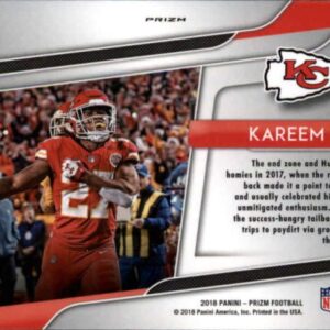 2018 Panini Prizm Hype Prizm #11 Kareem Hunt Kansas City Chiefs NFL Football Trading Card