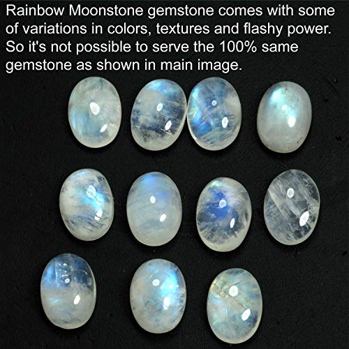 JEWELOPORIUM 925 Sterling Silver Pendant for Women White Natural Rainbow Moonstone Gemstone Vintage Silver Pendant Necklace Halloween - Gift Solitaire Jewelry