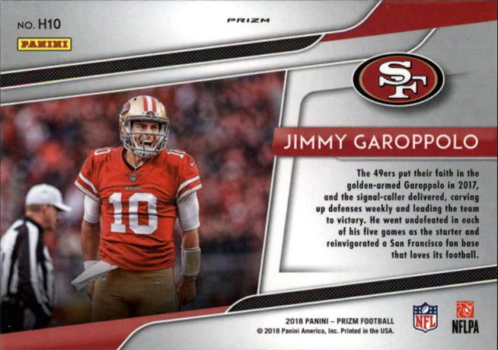 2018 Panini Prizm Hype Prizm #10 Jimmy Garoppolo San Francisco 49ers NFL Football Trading Card