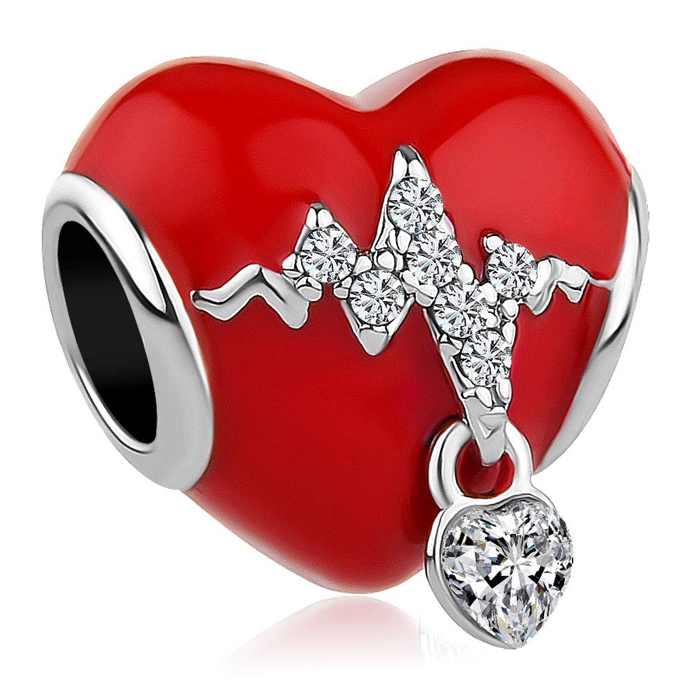 ShinyJewelry Heartbeat Electrocardiogram Charm ECG Charm Bead For Bracelet