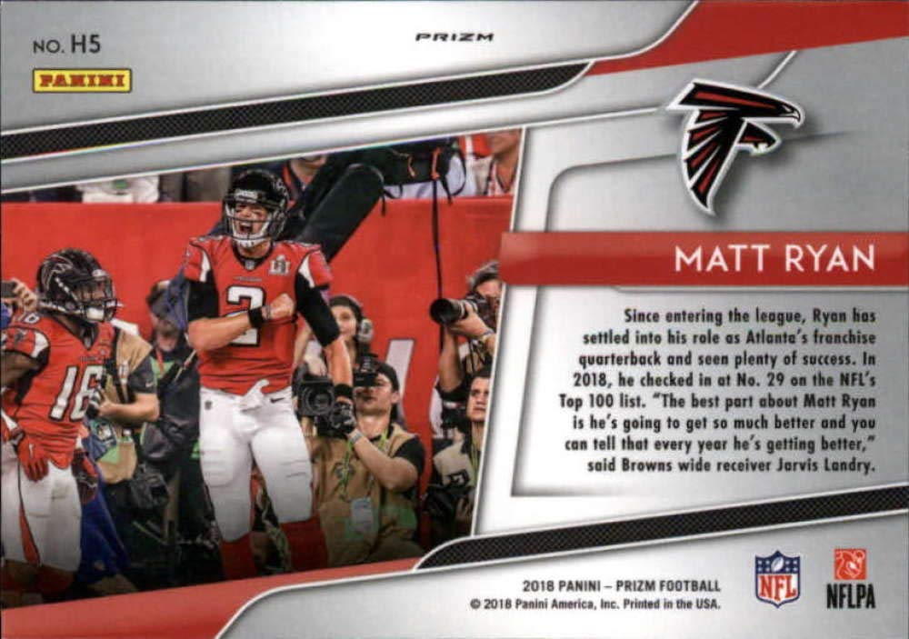 2018 Panini Prizm Hype Prizm #5 Matt Ryan Atlanta Falcons NFL Football Trading Card