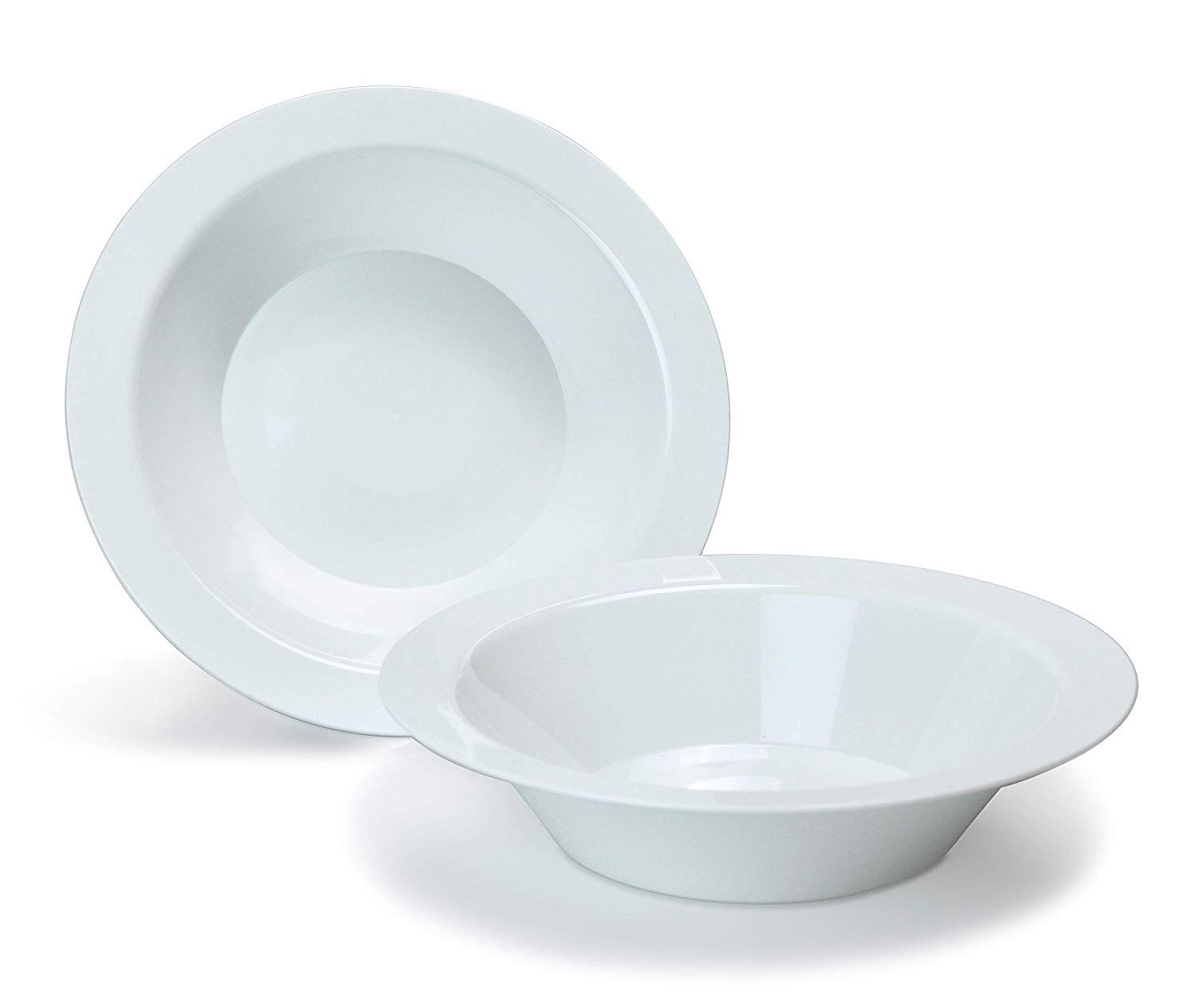 BloominGoods 50 Large Disposable White Plastic Soup Bowls | 14 oz. Premium Heavy Duty Disposable Dinnerware with Real China Design (50-Pack)