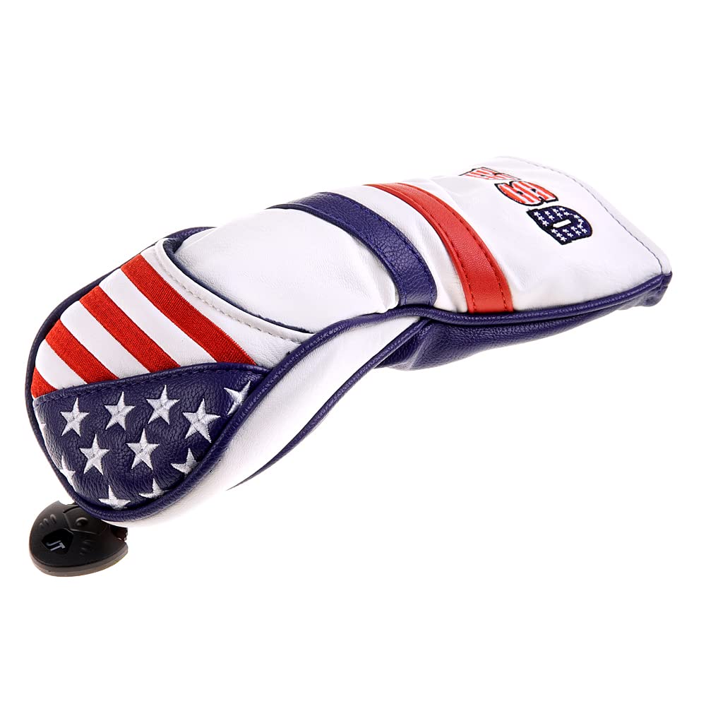 GOOACTION USA Golf Club Hybrid Headcover American Stars and Stripes Flag Synthetic Leather Patriotic Head Covers Protector