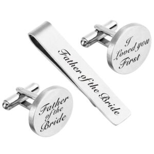 zunon father of the bride cufflinks & tie clips father of the bride gifts i loved you first wedding tie clips bar tack (cufflinks & tie clip)