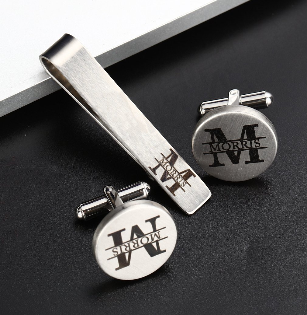 ZUNON Father of The Bride Cufflinks & Tie clips Father of The Bride Gifts I Loved You First Wedding Tie Clips Bar Tack (Cufflinks & tie clip)