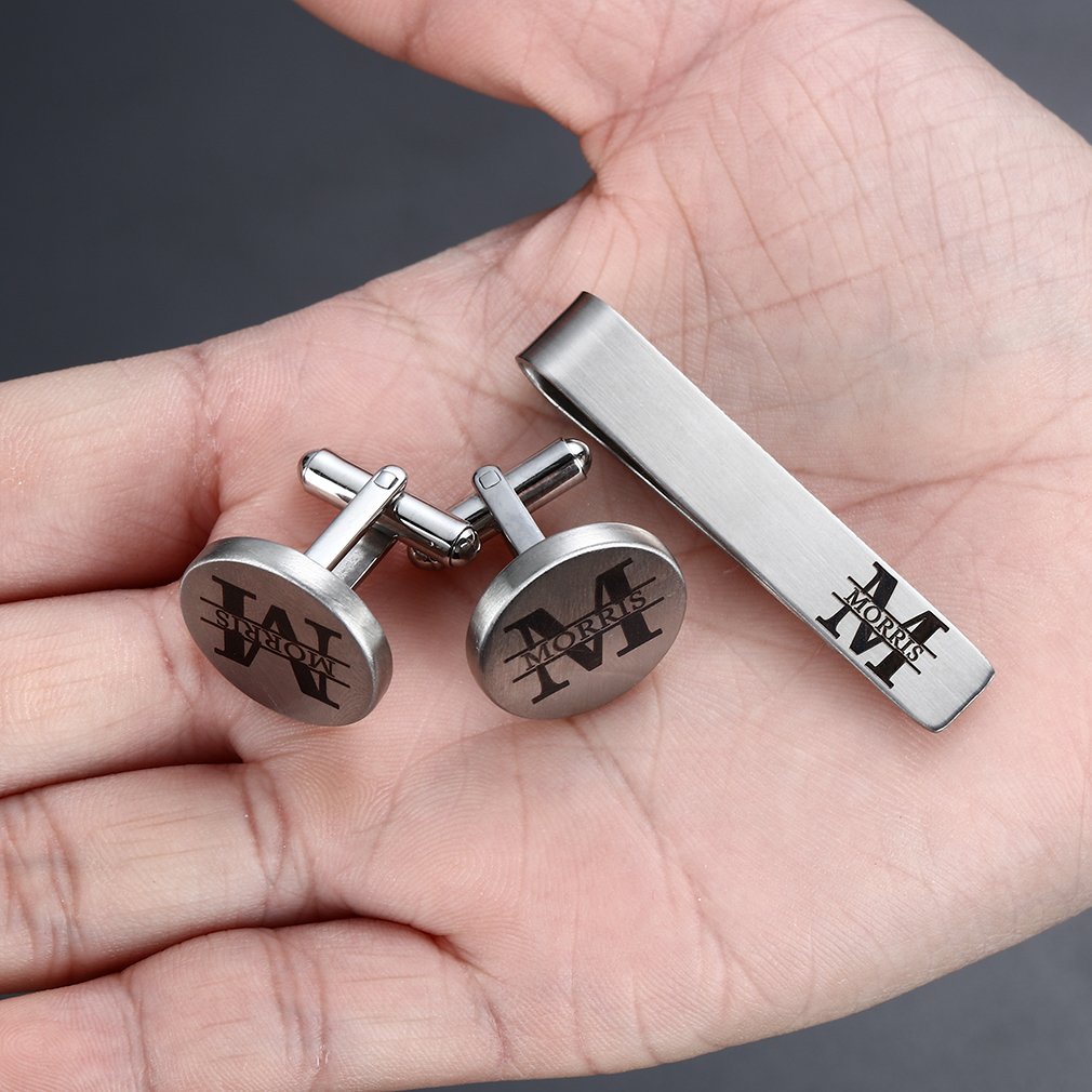 ZUNON Father of The Bride Cufflinks & Tie clips Father of The Bride Gifts I Loved You First Wedding Tie Clips Bar Tack (Cufflinks & tie clip)