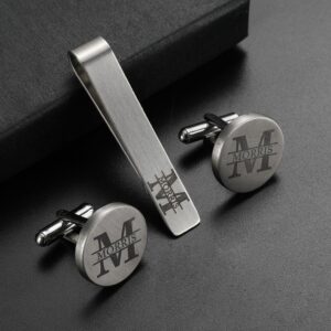 ZUNON Father of The Bride Cufflinks & Tie clips Father of The Bride Gifts I Loved You First Wedding Tie Clips Bar Tack (Cufflinks & tie clip)