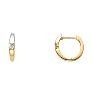 sonia jewels 14k white and yellow two tone gold cubic zirconia cz huggie endless hoop womens earrings 13mm x 13mm