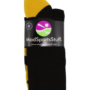 MadSportsStuff Gold Ribbon Childhood Cancer Awareness OTC Socks (Black/Gold, Medium)