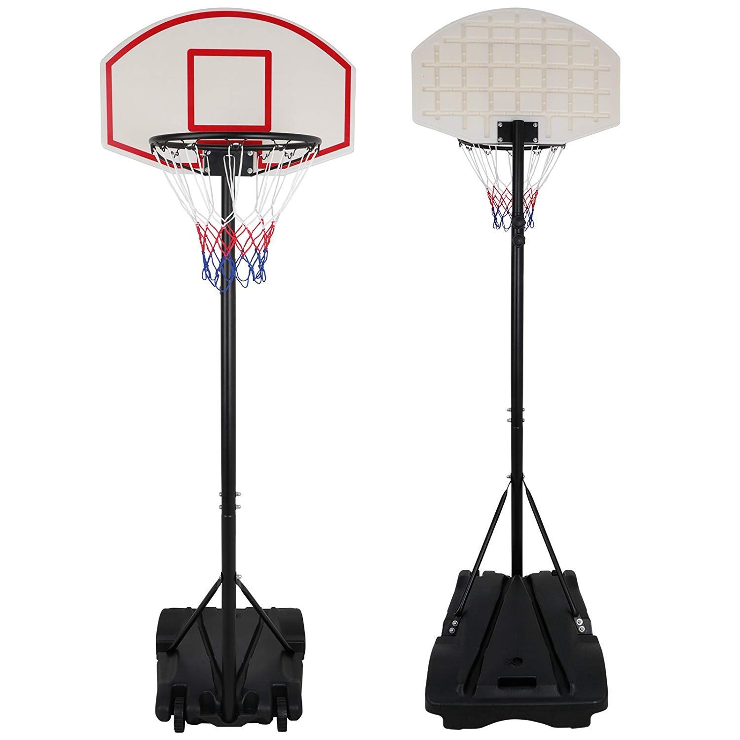 Smartxchoices Portable Basketball Hoop Stand 81''-98'' Height Adjustable w/Casters Net Goal Indoor Little Basketball Game