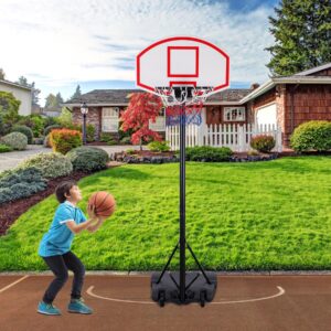 Smartxchoices Portable Basketball Hoop Stand 81''-98'' Height Adjustable w/Casters Net Goal Indoor Little Basketball Game