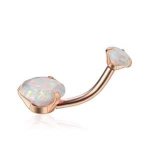 gabry&jwl opal belly button rings 14g surgical steel internally threaded rose gold belly ring for women curved barbell navel rings belly piercing jewelry(opal17)