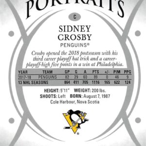 2018-19 Upper Deck Portraits Hockey Card #P-39 Sidney Crosby Pittsburgh Penguins Official UD Trading Card