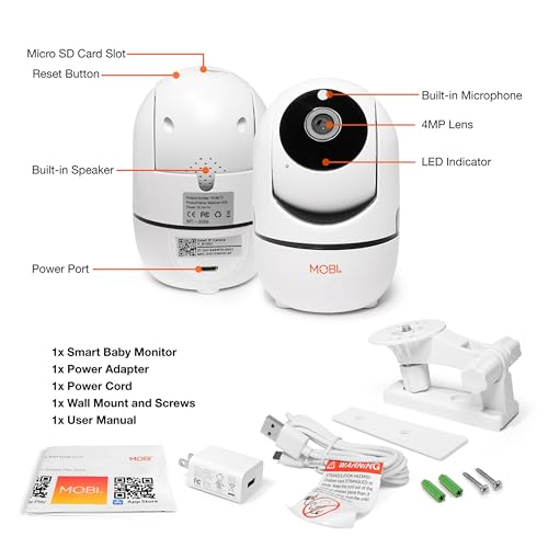 MOBI - MobiCam Indoor Camera - Baby Monitor with Camera and Audio - Smartphone and Wi-Fi Access