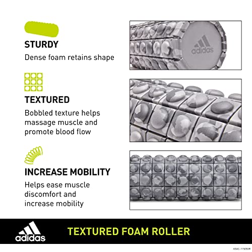 adidas Foam Roller for Physical Therapy & Exercise - 13" Textured Muscle Roller Back Pain Massager with Trigger Point Nodes for Deep Tissue Body Massage