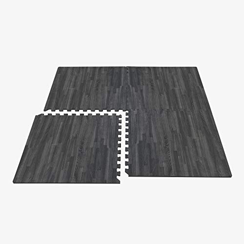 Forest Floor 3/8 Inch Thick Printed Foam Tiles, Premium Wood Grain Interlocking Foam Floor Mats, Anti-Fatigue Flooring – Stylish Flooring Solution, Carbon, 100 Sq Ft