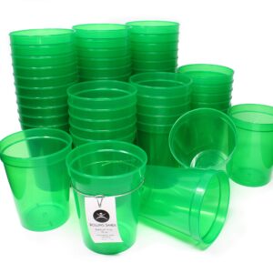 Rolling Sands 16 Oz Reusable Plastic Stadium Cups, Bulk 50 Pk, USA Made, BPA-Free Dishwasher Safe Plastic Tumblers, Translucent Green