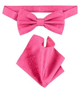 vesuvio napoli bowtie hot pink fuchsia paisley mens bow tie & handkerchief