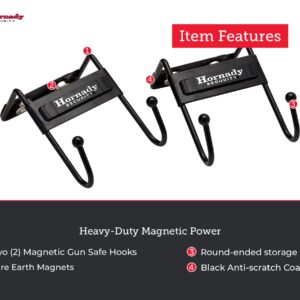 Hornady Magnetic Safe Hooks 95911, 2 Pack - Two-Pronged Hook with Non-Scratch Coating and Heavy Duty Magnets Rated for 35 Pounds Securely Organize Your Gear, Gun Case, Binoculars, Range Bags, & More