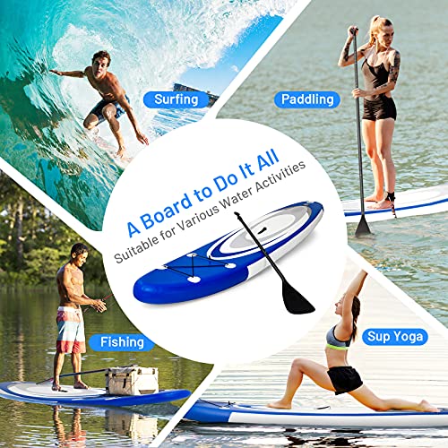 GYMAX Inflatable Stand Up Paddle Board, 6” SUP with Premium Complete Accessories, Backpack, Pump, Leash, Paddle & Removable Fins, Portable Stand Up Boat for All Skill Level