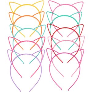 Onwon 10 Pieces Cat Ear Headbands Plastic Bow Hairbands Party Costume Daily Decorations Party Headwear for Women Girls Children