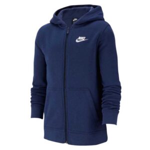 nike boy's nsw club full zip hoodie, midnight navy/midnight navy/white, large