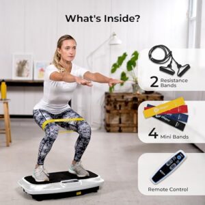 LifePro Vibration Plate Exercise Machine - Whole Body Workout Vibration Fitness Platform w/ Loop Bands - Home Training Equipment for Weight Loss & Toning - Remote, Balance Straps, Videos & Manual