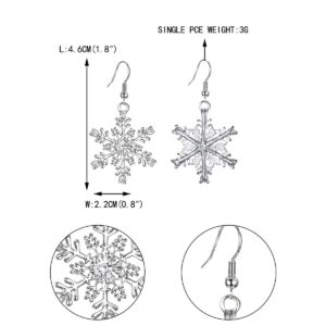 EVER FAITH Women's Austrian Crystal Winter Party Snowflake Pierced Hook Dangle Earrings Clear Silver-Tone