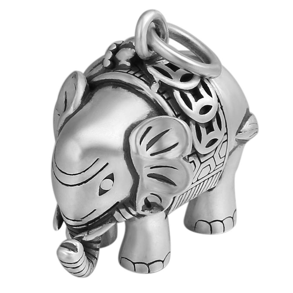 Vintage 990 Sterling Silver 3D Elephant Pendant for Men Women