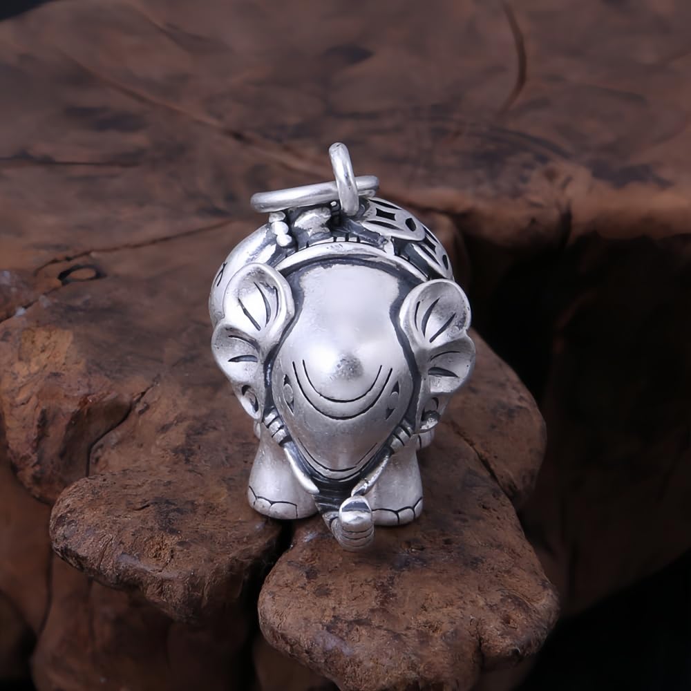 Vintage 990 Sterling Silver 3D Elephant Pendant for Men Women