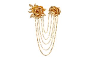 knighthood brooch pin elegant gold rose with hanging chains formal executive lapel pin accessories for men women