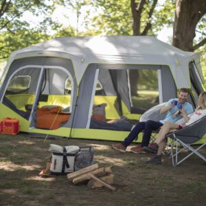 CORE 12 Person Instant Cabin Tent | 3 Room Tent for Family with Storage Pockets for Camping Accessories | Portable Large Pop Up Tent for 2 Minute Camp Setup