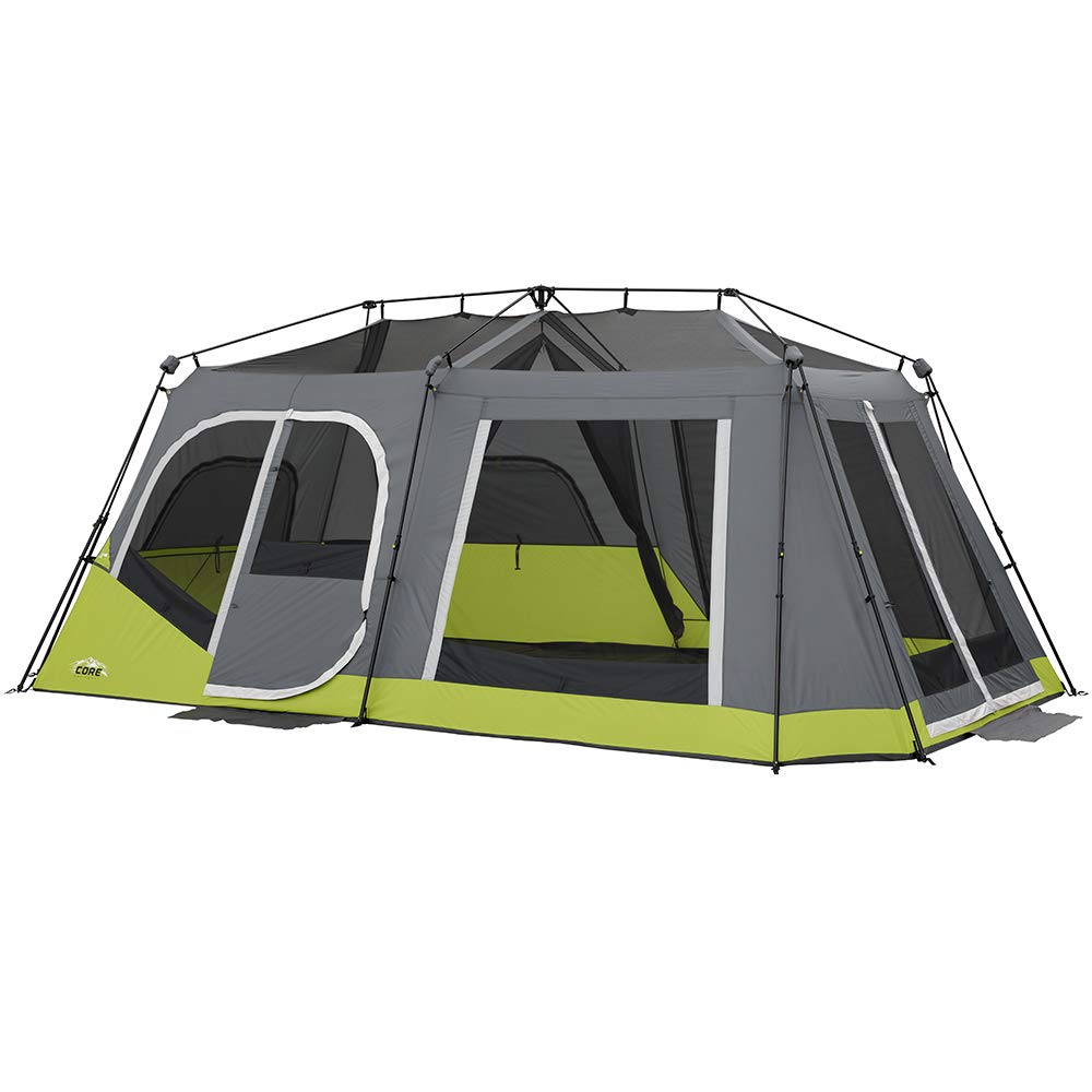 CORE 12 Person Instant Cabin Tent | 3 Room Tent for Family with Storage Pockets for Camping Accessories | Portable Large Pop Up Tent for 2 Minute Camp Setup