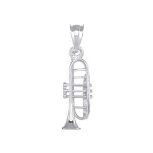 CaliRoseJewelry Sterling Silver Trumpet Horn Charm Pendant