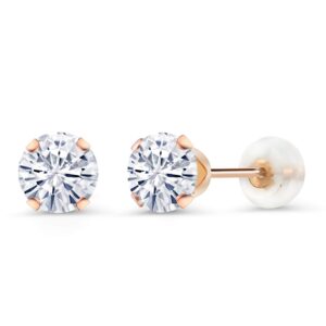 10k rose gold forever classic moissanite from charles & colvard women stud earrings (1.00 cttw, round 5mm)