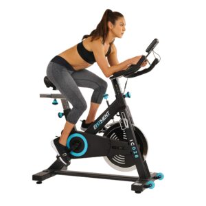 EFITMENT Pro Belt Drive Indoor Cycle Bike with 48.5 lb Flywheel, Leather Pad Resistance & LCD Monitor - IC028