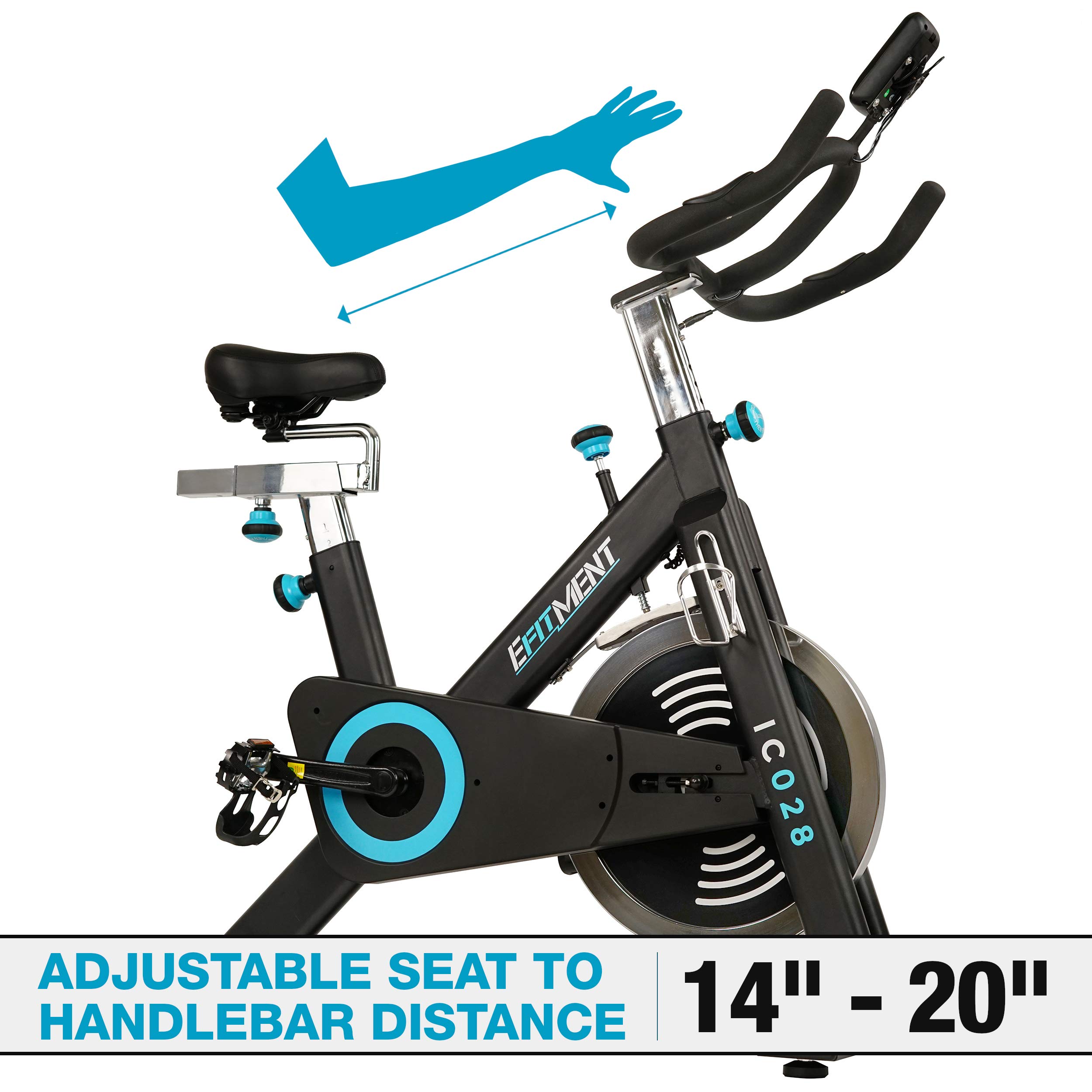 EFITMENT Pro Belt Drive Indoor Cycle Bike with 48.5 lb Flywheel, Leather Pad Resistance & LCD Monitor - IC028