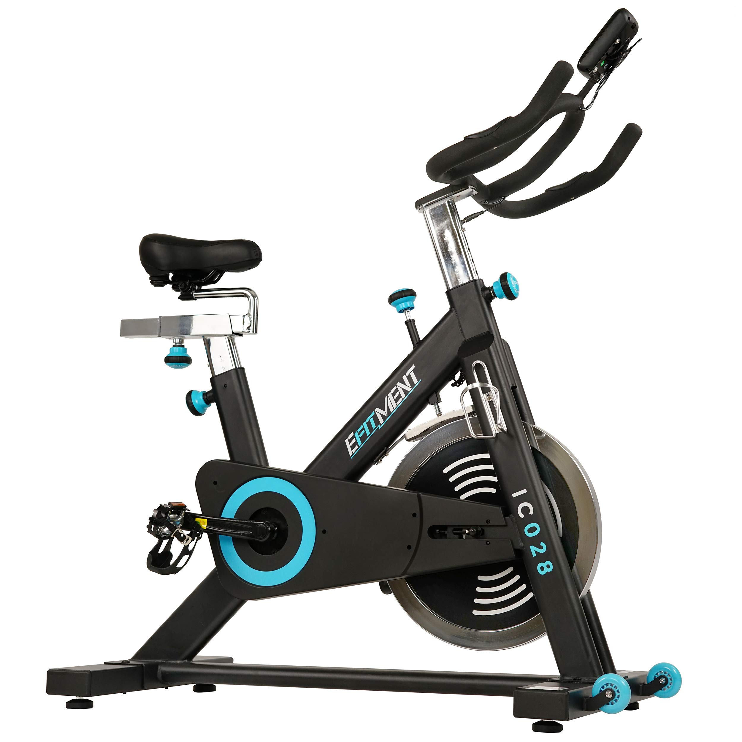 EFITMENT Pro Belt Drive Indoor Cycle Bike with 48.5 lb Flywheel, Leather Pad Resistance & LCD Monitor - IC028