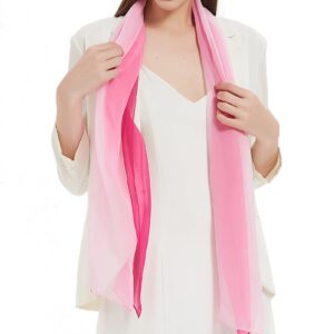 PANTONIGHT Oblong Pink Ombre Chiffon Scarf Pink Gradient Lightweight Scarf for Women 701